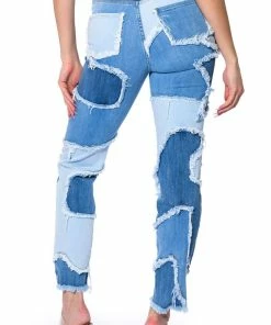LITTLE BIT OF FUN FRAYED RELAXED FIT JEANS -FINESSE-shop little bit of fun frayed relaxed fit jeans light blue denim 3 3