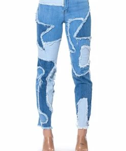 LITTLE BIT OF FUN FRAYED RELAXED FIT JEANS -FINESSE-shop little bit of fun frayed relaxed fit jeans light blue denim 5 5