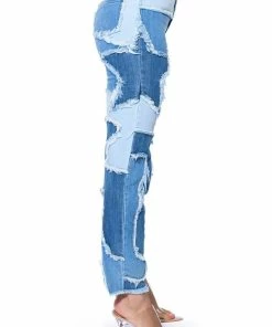 LITTLE BIT OF FUN FRAYED RELAXED FIT JEANS -FINESSE-shop little bit of fun frayed relaxed fit jeans light blue denim 6 6
