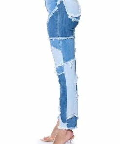 LITTLE BIT OF FUN FRAYED RELAXED FIT JEANS -FINESSE-shop little bit of fun frayed relaxed fit jeans light blue denim 7 7