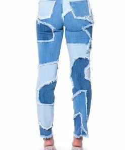 LITTLE BIT OF FUN FRAYED RELAXED FIT JEANS -FINESSE-shop little bit of fun frayed relaxed fit jeans light blue denim 8 8