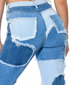 LITTLE BIT OF FUN FRAYED RELAXED FIT JEANS -FINESSE-shop little bit of fun frayed relaxed fit jeans light blue denim 9 9