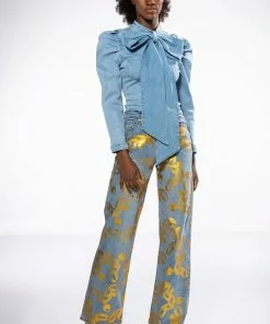 FINESSE-shop -FINESSE-shop lock my love foil detailed jeans light blue denim 2 2 c1 c1 c1 c1