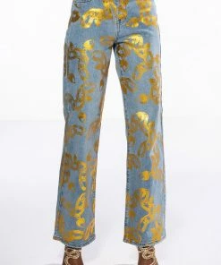 LOCK MY LOVE FOIL DETAILED JEANS -FINESSE-shop lock my love foil detailed jeans light blue denim 3 3 c1 c1 c1 c1