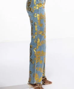 LOCK MY LOVE FOIL DETAILED JEANS -FINESSE-shop lock my love foil detailed jeans light blue denim 4 4 c1 c1 c1 c1