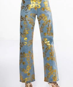 LOCK MY LOVE FOIL DETAILED JEANS -FINESSE-shop lock my love foil detailed jeans light blue denim 5 5 c1 c1 c1 c1