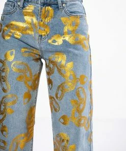 LOCK MY LOVE FOIL DETAILED JEANS -FINESSE-shop lock my love foil detailed jeans light blue denim 6 6 c1 c1 c1 c1