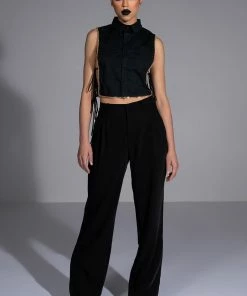 LOGAN WIDE LEG TROUSER IN BLACK