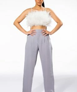 Alternative view of LOGAN WIDE LEG TROUSER IN GREY