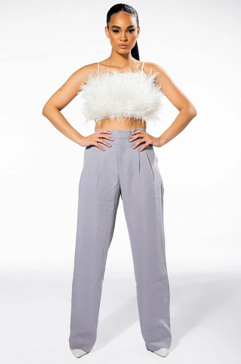 LOGAN WIDE LEG TROUSER IN GREY 2 LOGAN WIDE LEG TROUSER IN GREY - Image 2