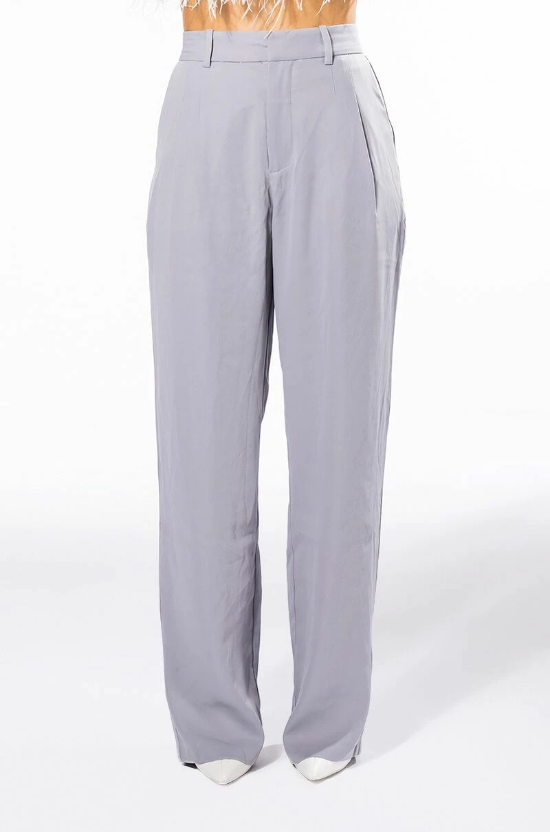 LOGAN WIDE LEG TROUSER IN GREY 4 LOGAN WIDE LEG TROUSER IN GREY - Image 4