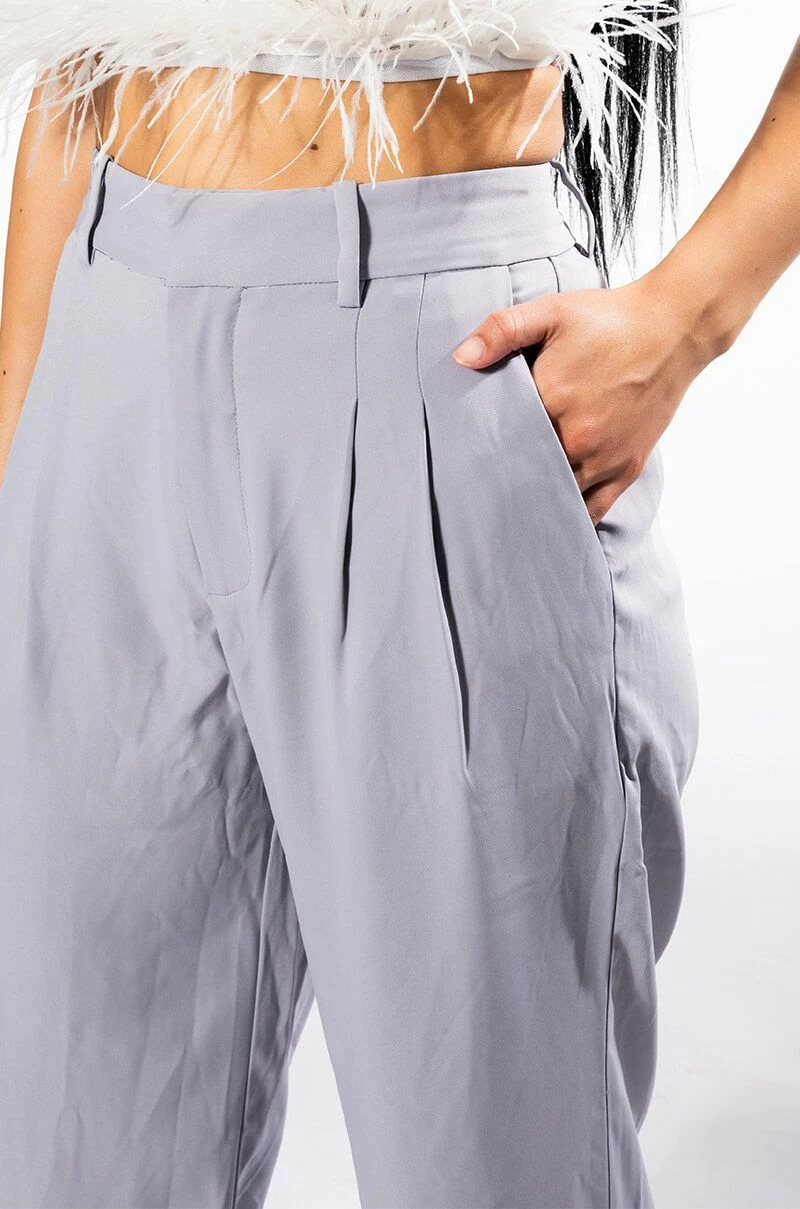 LOGAN WIDE LEG TROUSER IN GREY 7 LOGAN WIDE LEG TROUSER IN GREY - Image 7