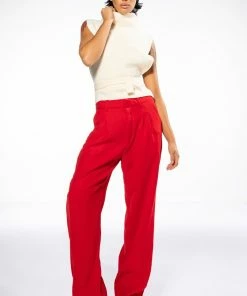 Alternative view of LOGAN WIDE LEG TROUSER IN RED