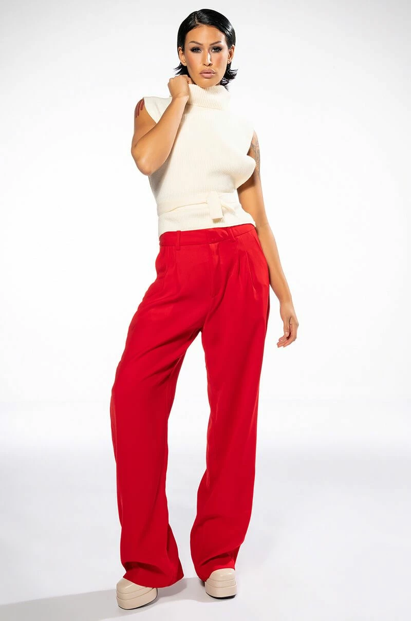 LOGAN WIDE LEG TROUSER IN RED 2 LOGAN WIDE LEG TROUSER IN RED - Image 2