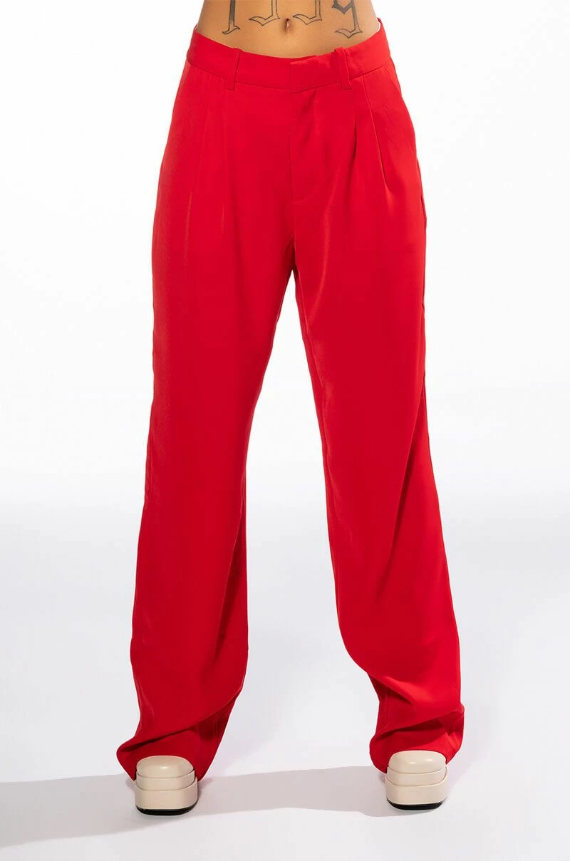 LOGAN WIDE LEG TROUSER IN RED 3 LOGAN WIDE LEG TROUSER IN RED - Image 3