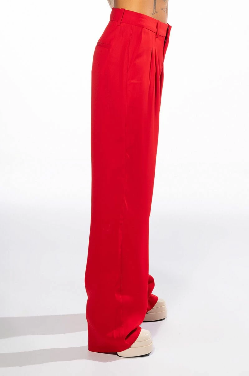 LOGAN WIDE LEG TROUSER IN RED 4 LOGAN WIDE LEG TROUSER IN RED - Image 4