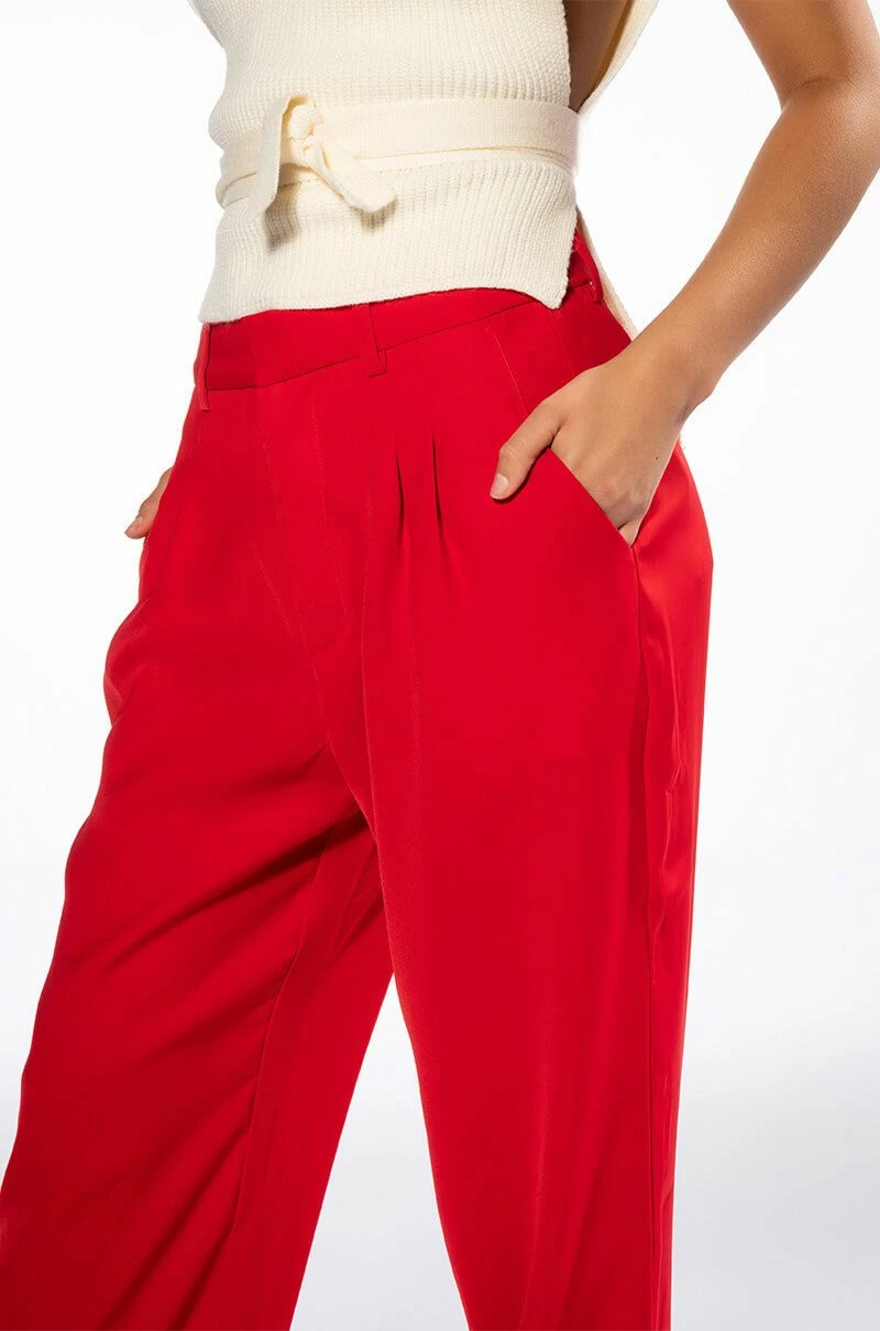 LOGAN WIDE LEG TROUSER IN RED 6 LOGAN WIDE LEG TROUSER IN RED - Image 6