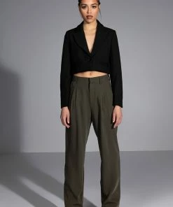 Alternative view of LOGAN WIDE LEG TROUSER IN OLIVE
