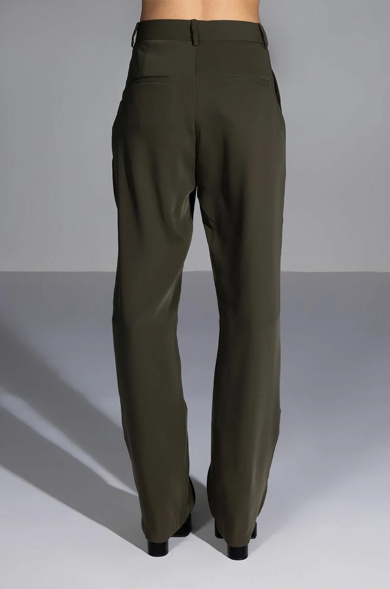 LOGAN WIDE LEG TROUSER IN OLIVE 5 LOGAN WIDE LEG TROUSER IN OLIVE - Image 5