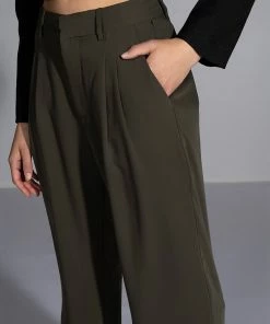 LOGAN WIDE LEG TROUSER IN OLIVE 11 LOGAN WIDE LEG TROUSER IN OLIVE -FINESSE-shop logan wide leg trouser olive 6 6