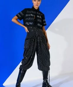 LONDON RHINESTONE STRIPE RELAXED FIT HALTER NECK JUMPSUIT -FINESSE-shop london rhinestone stripe relaxed fit halter neck jumpsuit black 3 3