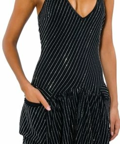 LONDON RHINESTONE STRIPE RELAXED FIT HALTER NECK JUMPSUIT -FINESSE-shop london rhinestone stripe relaxed fit halter neck jumpsuit black 9 9