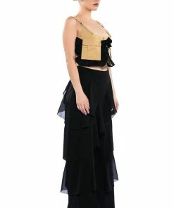 LOREN RUFFLE DETAILED PANTS -FINESSE-shop loren ruffle detailed pants black 4 4