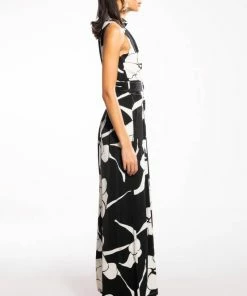 LOVE BLOOMS BELTED WIDE LEG JUMPSUIT -FINESSE-shop love blooms belted wide leg jumpsuit black white 3 3