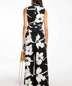 LOVE BLOOMS BELTED WIDE LEG JUMPSUIT -FINESSE-shop love blooms belted wide leg jumpsuit black white 4 4