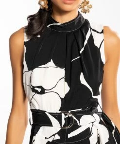 LOVE BLOOMS BELTED WIDE LEG JUMPSUIT -FINESSE-shop love blooms belted wide leg jumpsuit black white 5 5