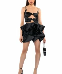 LUX WAVES MINI SKIRT -FINESSE-shop lux waves mini skirt black 4 4