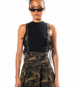 MAJOR GENERAL PLEATED DENIM SUSPENDER SKIRT 11 MAJOR GENERAL PLEATED DENIM SUSPENDER SKIRT -FINESSE-shop major general pleated denim suspender skirt camo 4 4