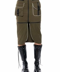 MAJOR MOOD CONVERTIBLE CARGO MIDI SKIRT -FINESSE-shop major mood convertible cargo midi skirt green 6 6