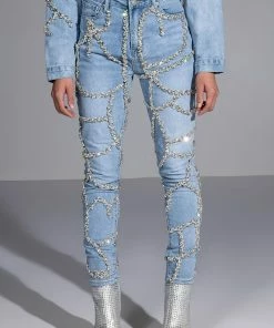 MAKE A WISH RHINESTONE HIGH WAISTED SKINNY JEAN