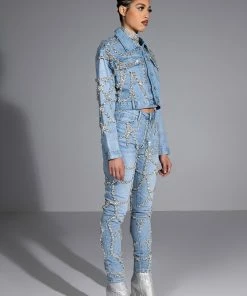 MAKE A WISH RHINESTONE HIGH WAISTED SKINNY JEAN -FINESSE-shop make a wish rhinestone high waisted skinny jean light blue denim 4 4