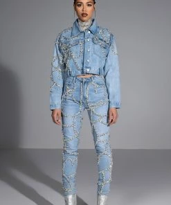 MAKE A WISH RHINESTONE HIGH WAISTED SKINNY JEAN -FINESSE-shop make a wish rhinestone high waisted skinny jean light blue denim 5 5