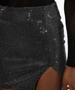 MAKE THE WORLD STOP RHINESTONE MINI SKIRT -FINESSE-shop make the world stop rhinestone mini skirt black 10 10