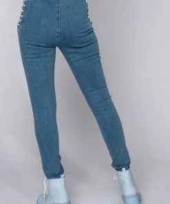 MARGOT LACE UP SKINNY JEANS -FINESSE-shop margot lace up skinny jeans medium blue denim 3c1