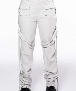 MIA CARGO PANT WITH TIES -FINESSE-shop mia cargo pant with ties light grey 5 5