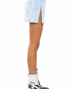 MIA DOUBLE SLIT MICRO MINI DENIM SKIRT -FINESSE-shop mia double slit micro mini denim skirt light blue 8 8