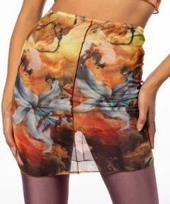 MIND YOURS MESH MINI SKIRT -FINESSE-shop mind yours mesh mini skirt orange multi 9 9