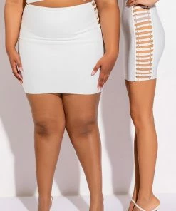 MISBEHAVED BANDAGE CUTOUT MINI SKIRT -FINESSE-shop misbehaved bandage cutout mini skirt white 3 3