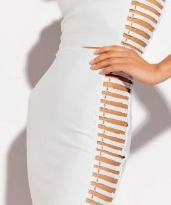 MISBEHAVED BANDAGE CUTOUT MINI SKIRT -FINESSE-shop misbehaved bandage cutout mini skirt white 4 4