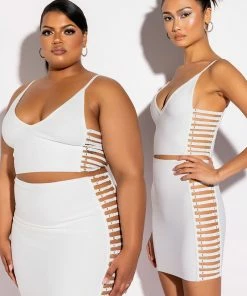 MISBEHAVED BANDAGE CUTOUT MINI SKIRT -FINESSE-shop misbehaved bandage cutout mini skirt white 5 5