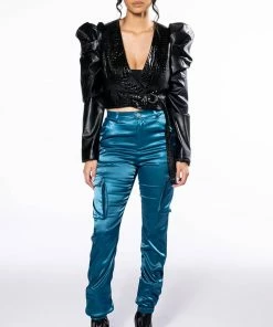 MISSION IMPOSSIBLE SATIN CARGO JOGGER PANTS -FINESSE-shop mission impossible satin cargo jogger pants navy 7 7