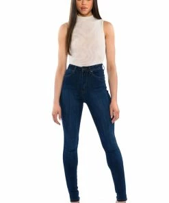 MODEL CALL HIGH RISE STRETCHY SKINNY JEANS -FINESSE-shop model call high rise stretchy skinny jeans dark blue 3 3