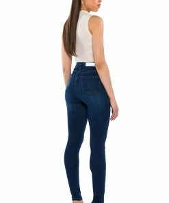 MODEL CALL HIGH RISE STRETCHY SKINNY JEANS -FINESSE-shop model call high rise stretchy skinny jeans dark blue 4 4