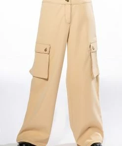 MONEY WIDE LEG CARGO PANTS 11 MONEY WIDE LEG CARGO PANTS -FINESSE-shop money wide leg cargo pants beige 4 4