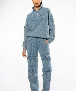 MONTE COZY POCKET DETAIL HALF ZIP SWEATSHIRT -FINESSE-shop monte cozy pocket detail half zip sweatshirt light blue 3 3