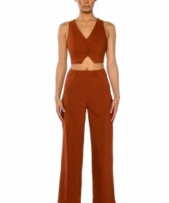 MOST LIKELY TO DREAM BIG HIGH WAISTED PANTS -FINESSE-shop most likely to dream big high waisted pants rust 3 3